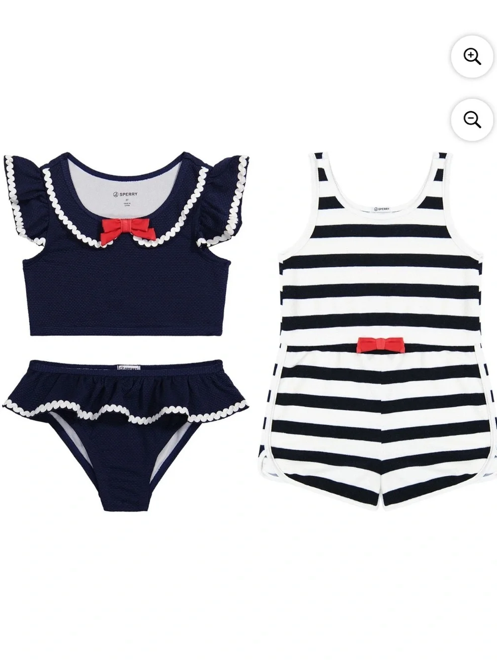Sperry Navy, White & Red Girls 3-Piece Nautical Swim Set size 5t